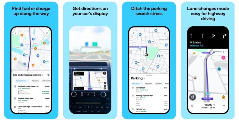 Interfaccia dell'app Waze con avvisi sul traffico in tempo reale per la navigazione GPS offline gratuita